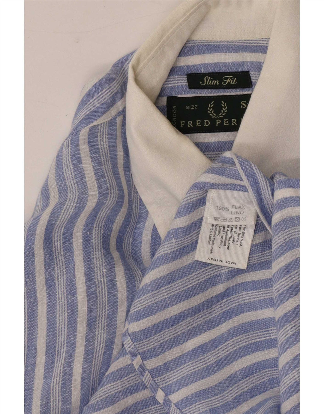 Camicia slim fit da uomo Fred Perry piccola in lino a righe blu