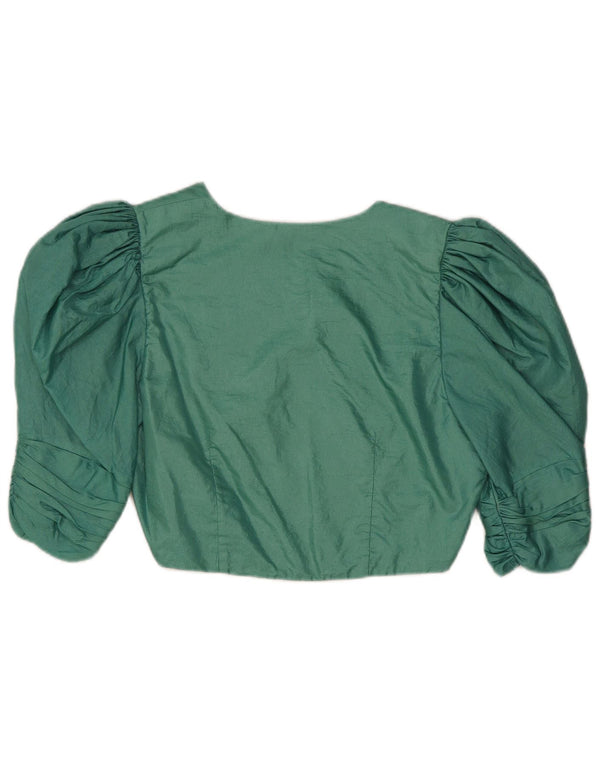 Top Bolero vintage da donna con maniche a 3/4 UK 10 piccolo verde
