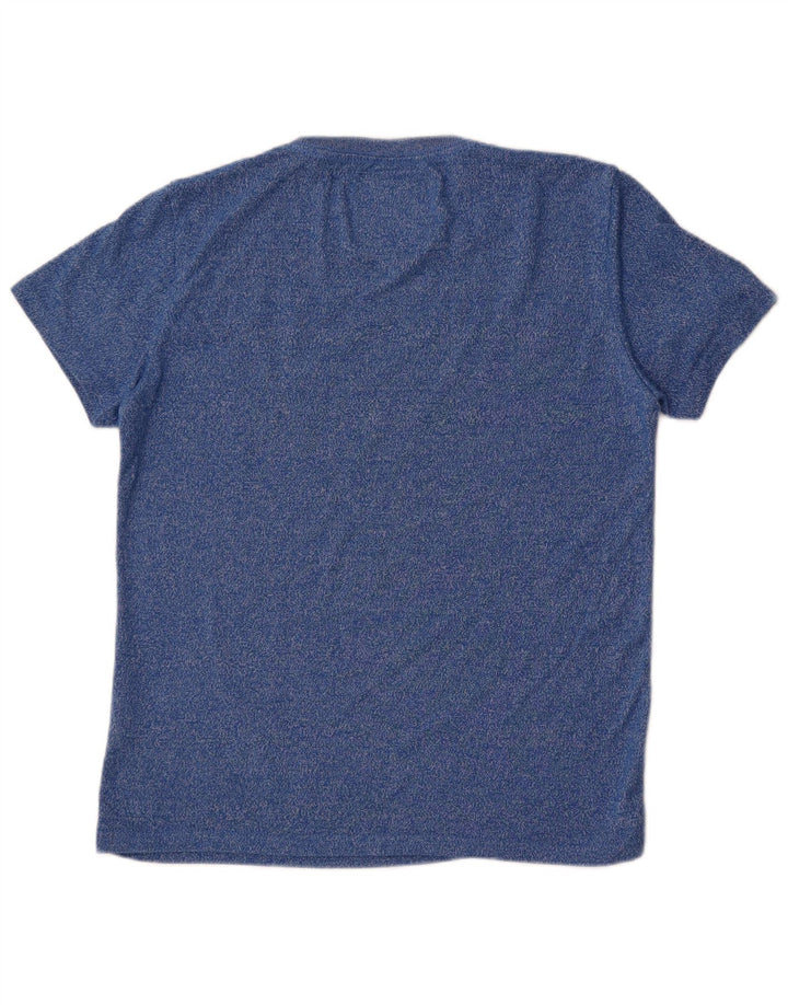 T-shirt grafica da uomo Superdry Top in cotone chiazzato blu medio
