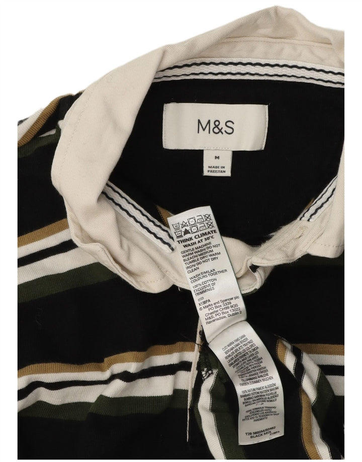 Polo da rugby da uomo a maniche lunghe Marks & Spencer a righe nere medie