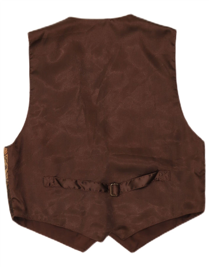 Gilet da uomo vintage in pelle Paisley marrone grande
