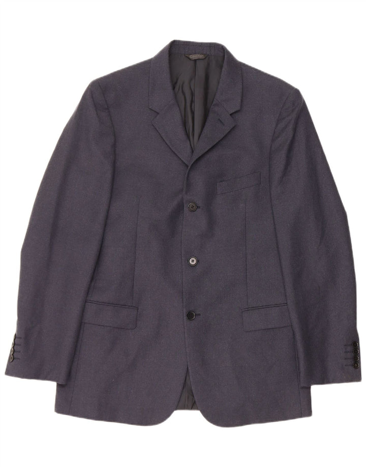 Giacca blazer a 3 bottoni da uomo Calvin Klein IT 50 Large Blu Navy in lana vergine