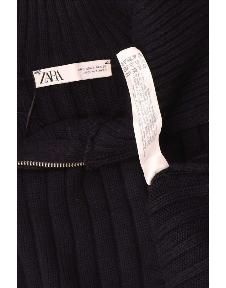 Maglione Zara da uomo con vestibilità regolare e collo con zip, piccolo, in cotone blu navy
