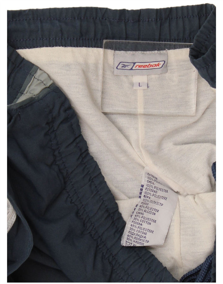 Pantaloni da tuta da uomo Reebok Large in poliestere color block blu navy