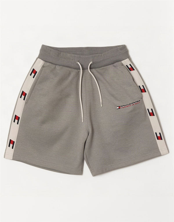 Pantaloncini sportivi grafici da uomo Tommy Hilfiger piccoli in poliestere color block grigio