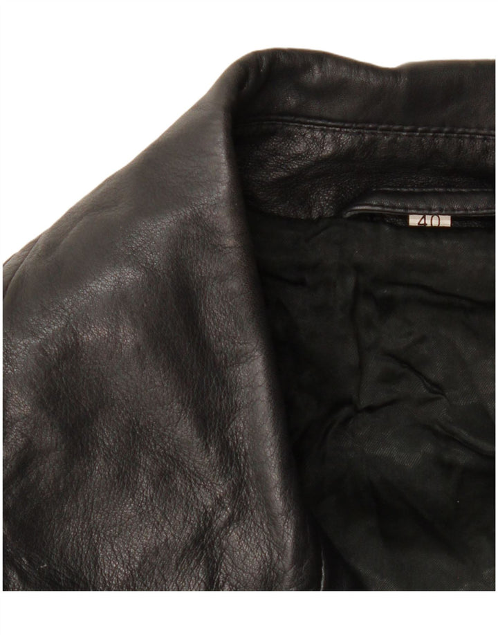 Cappotto oversize in pelle doppiopetto vintage da donna EU 40 medio nero