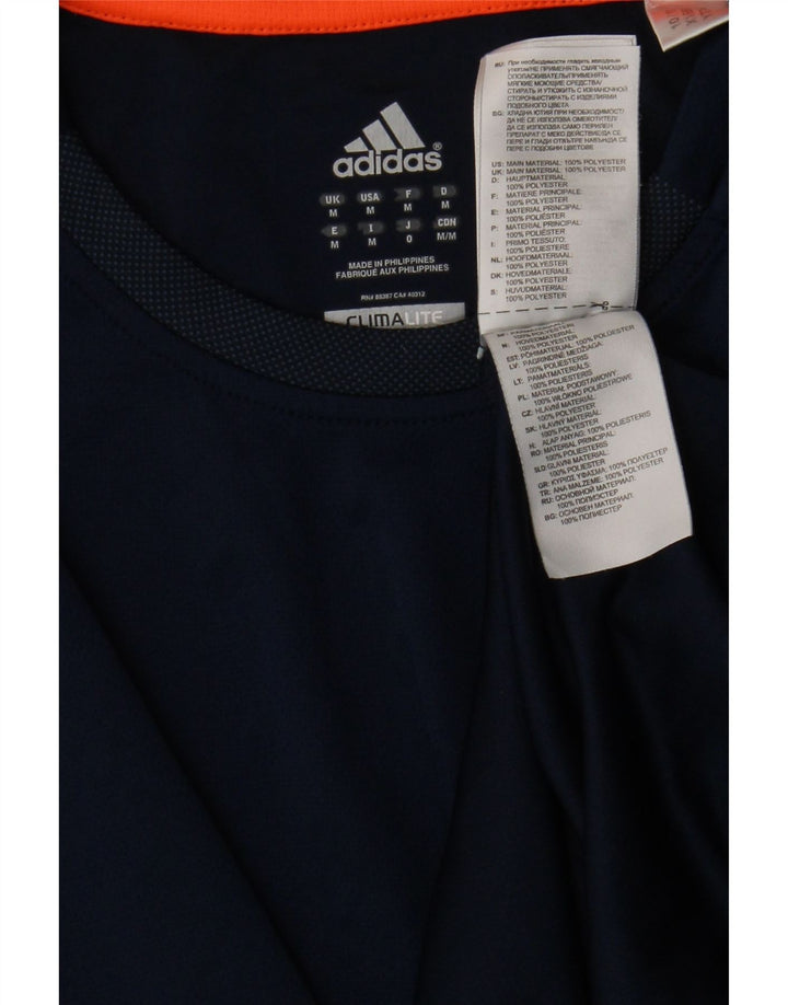 T-shirt Adidas Climalite da uomo Top medio in poliestere blu navy