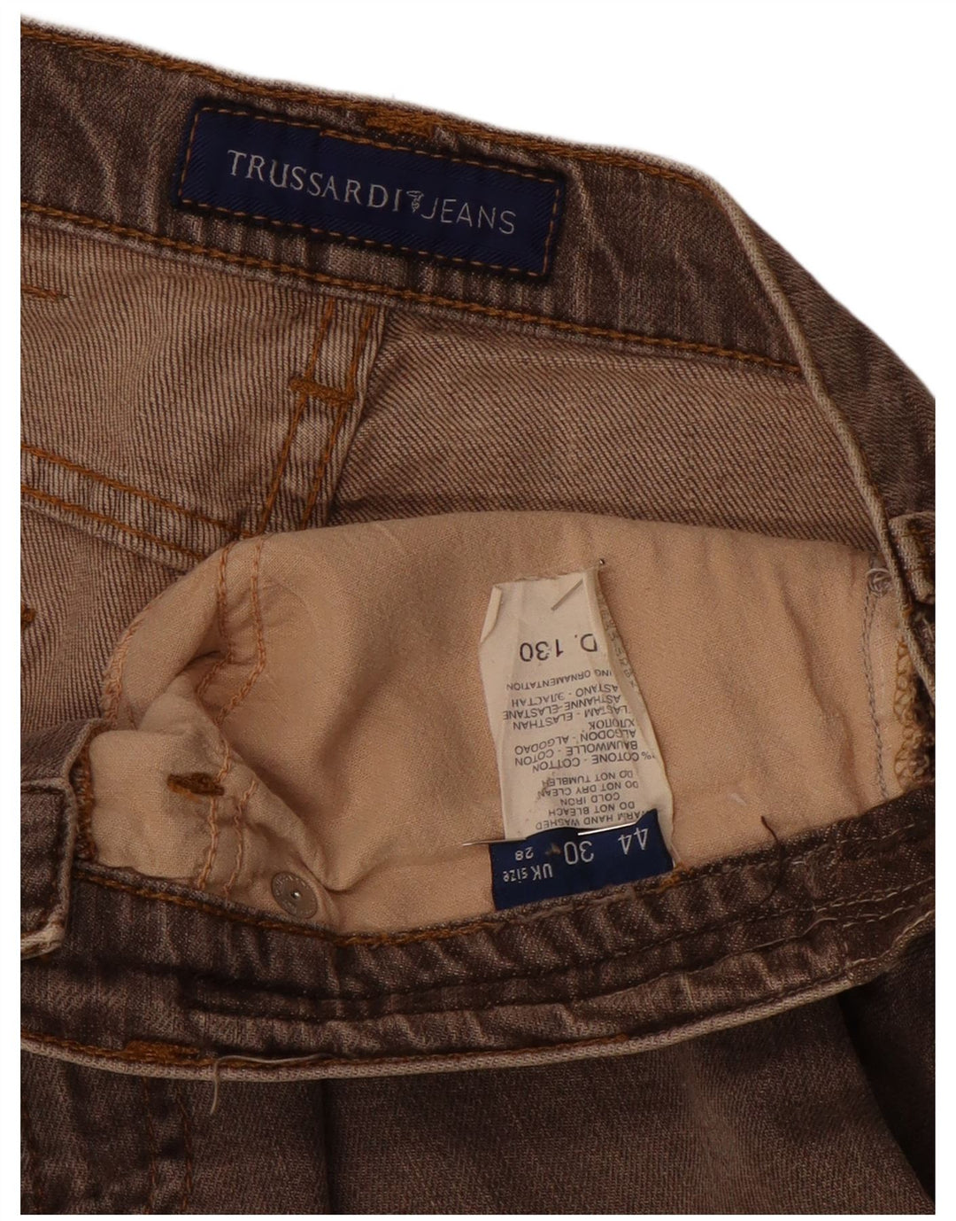 Jeans Dritti Donna TRUSSARDI W28 L28 Cotone Marrone