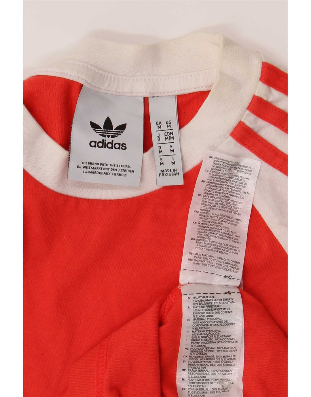 Top Adidas da uomo a maniche lunghe in cotone color block rosso medio