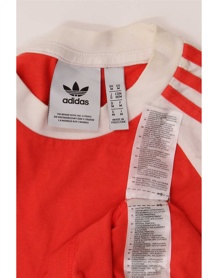 Top Adidas da uomo a maniche lunghe in cotone color block rosso medio