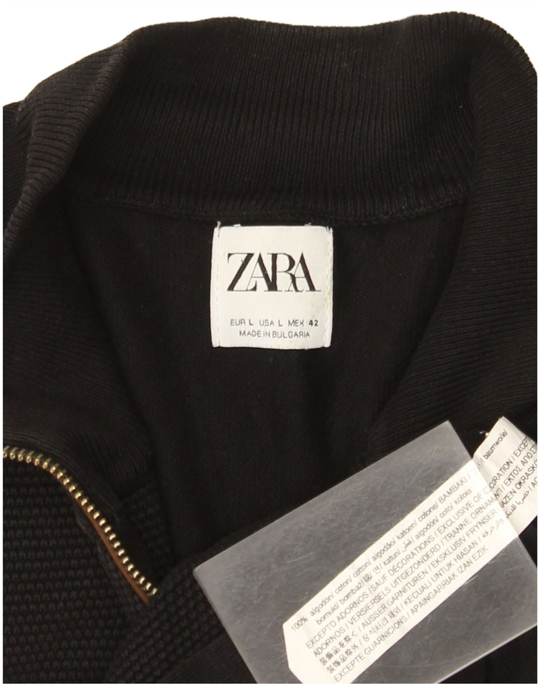 Maglione cardigan da uomo Zara grande in cotone nero