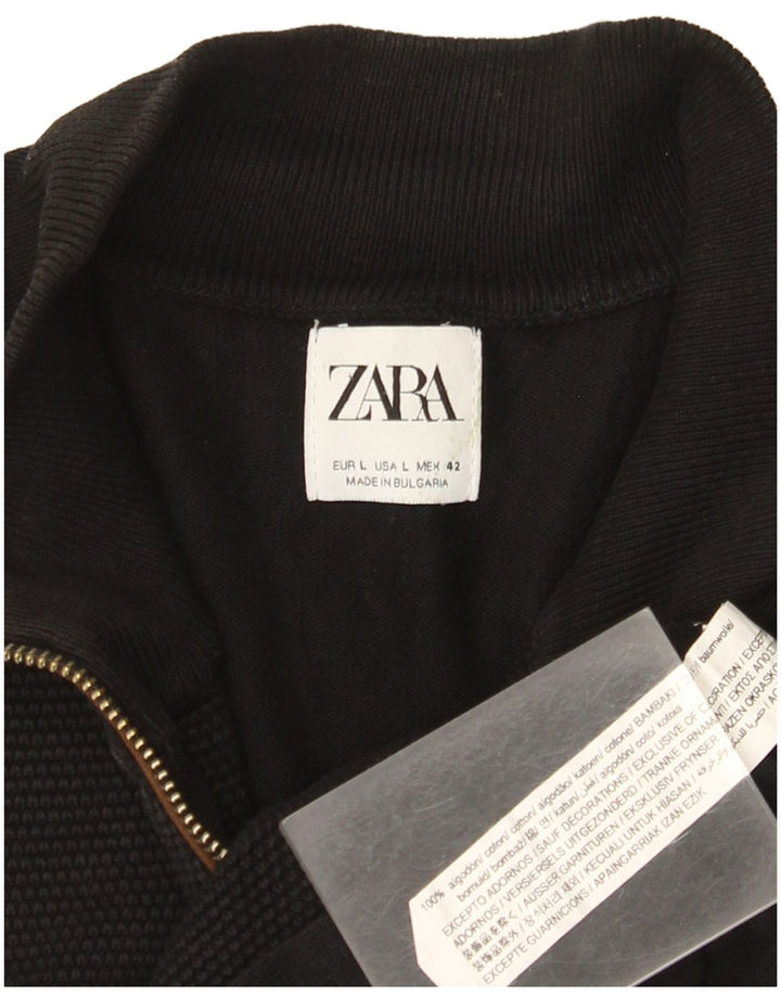 Maglione cardigan da uomo Zara grande in cotone nero