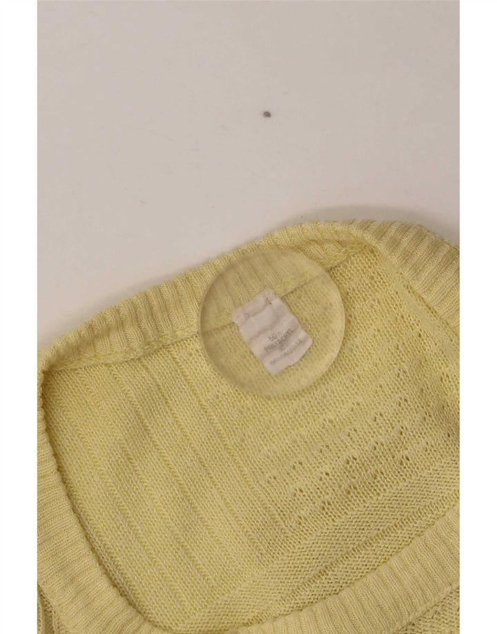 Maglione girocollo da uomo vintage IT 50 poliacrilico giallo medio