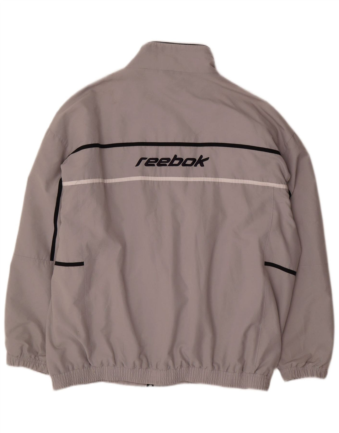 Giacca da ginnastica Reebok da uomo con grafica, grande, in poliestere color block grigio