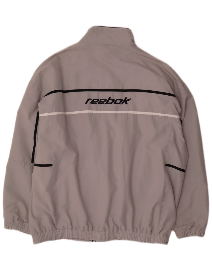 Giacca da ginnastica Reebok da uomo con grafica, grande, in poliestere color block grigio