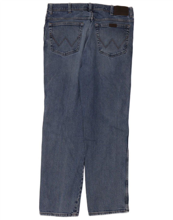 Jeans dritti regolari da uomo Wrangler W36 L32 cotone blu
