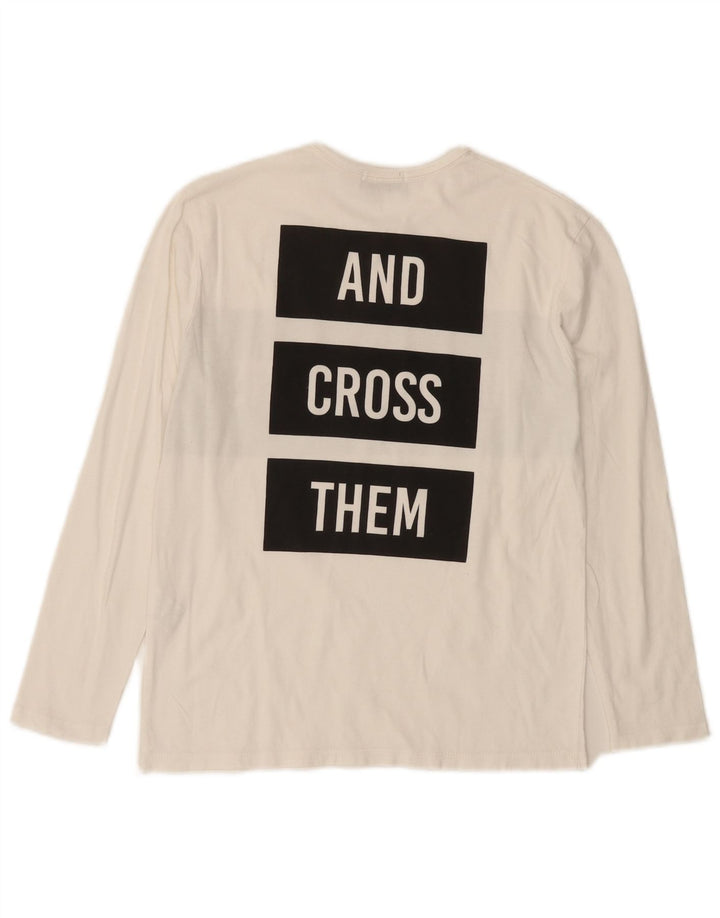 Top grafico Zara per ragazzi a maniche lunghe 9-10 anni in cotone color block bianco