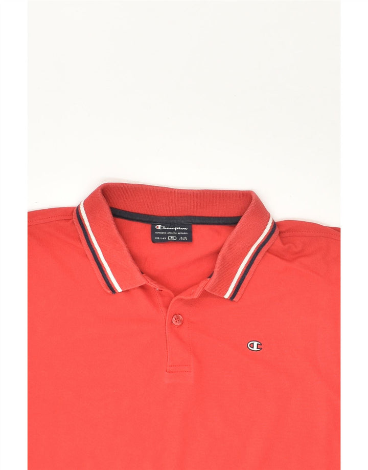 CHAMPION Boys Long Sleeve Polo Shirt 9-10 Years Medium Red Cotton | Vintage Champion | Thrift | Second-Hand Champion | Used Clothing | Messina Hembry 