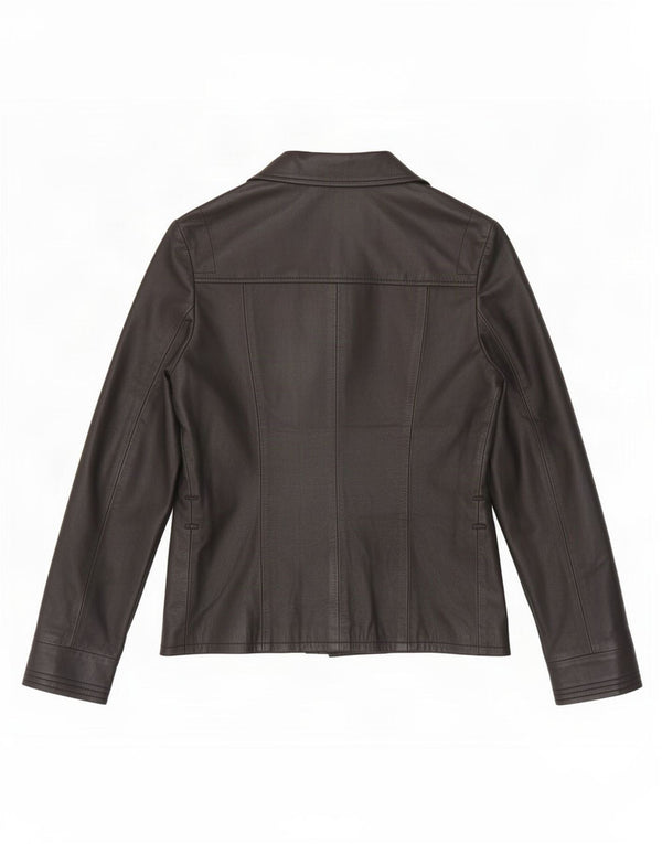 Giacca blazer in pelle da donna a 3 bottoni Settore UK 12 media nera
