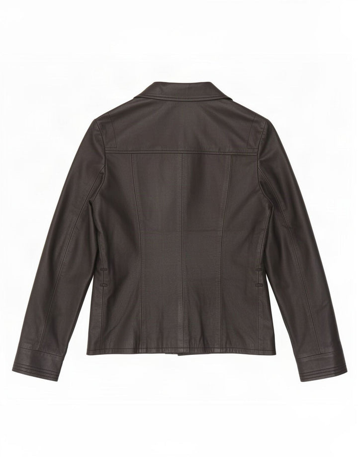 Giacca blazer in pelle da donna a 3 bottoni Settore UK 12 media nera