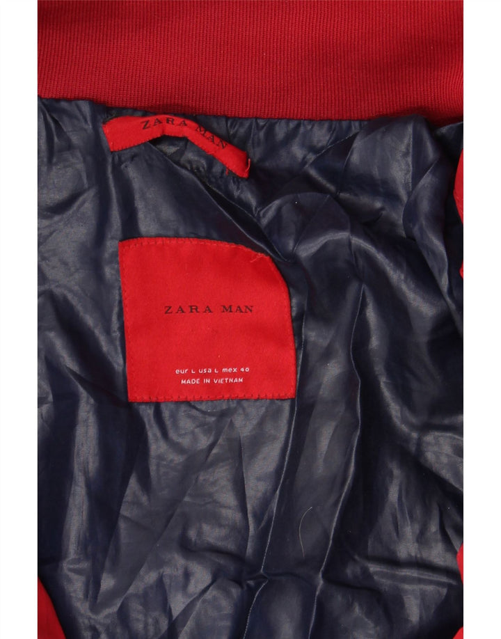 Giacca imbottita da uomo ZARA UK 40 Large rossa in poliestere
