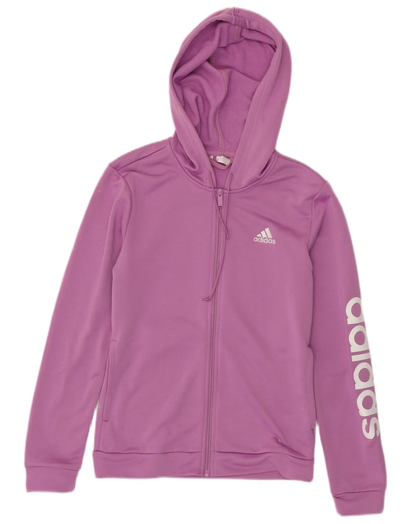 Maglione con cappuccio e zip grafica da donna Adidas UK 8/10 Piccolo poliestere viola