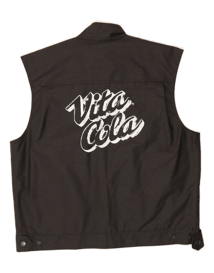 VINTAGE Mens Graphic Gilet UK 42 XL Black Vintage Vintage and Second-Hand Vintage from Messina Hembry 