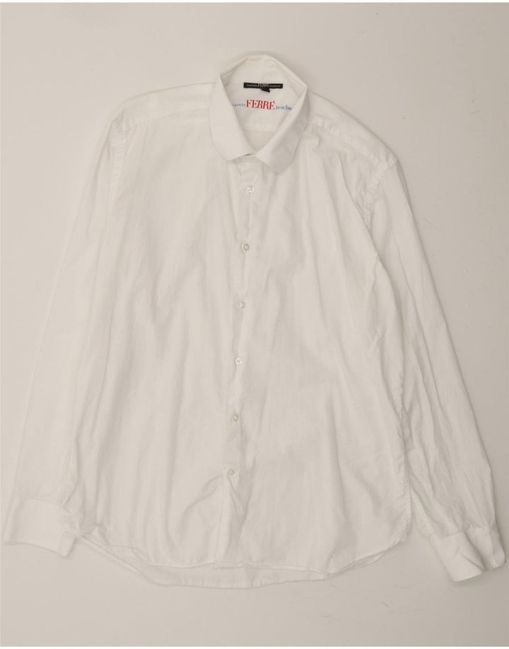GIANFRANCO FERRE Mens Shirt 2XL White Cotton Vintage Gianfranco Ferre and Second-Hand Gianfranco Ferre from Messina Hembry 