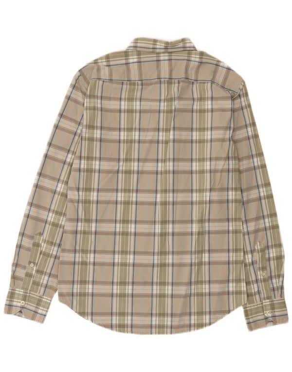 Playlife Mens Shirt Large Beige Check Cotton
