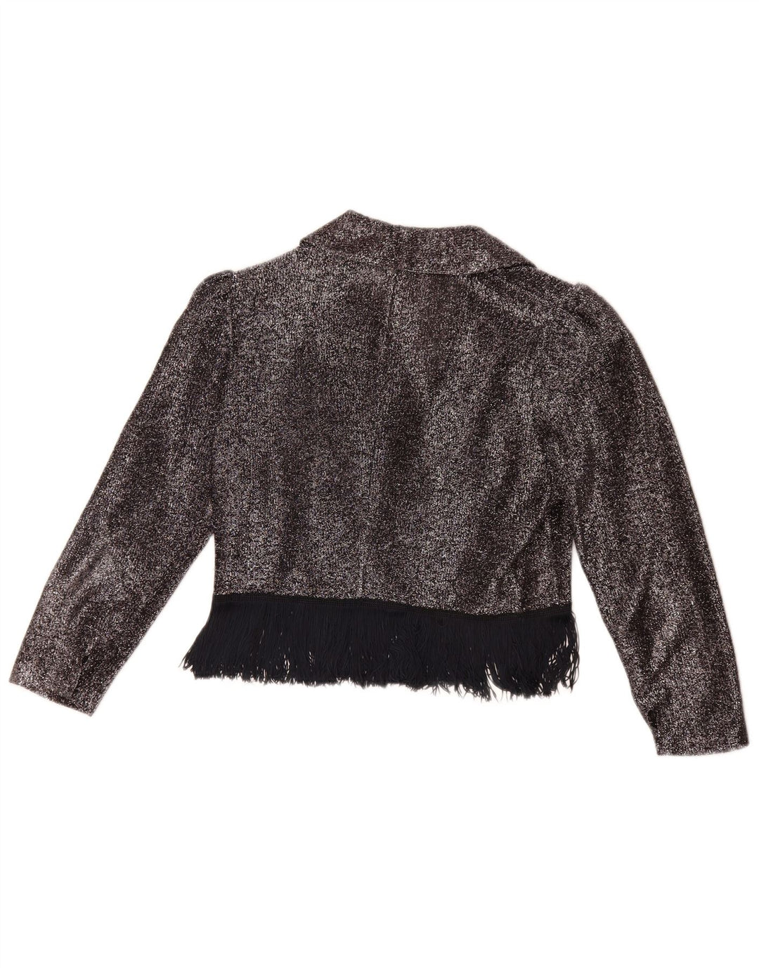 Camicetta corta da donna vintage UK 14 argento medio