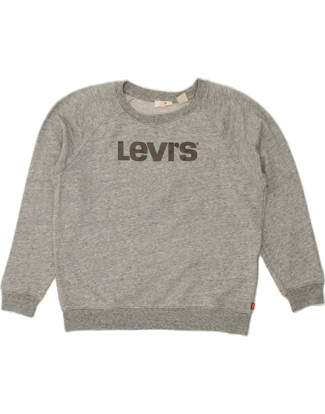 LEVI'S Womens Oversized Graphic Sweatshirt Jumper UK 10 Small Grey Flecked Vintage Levi's and Second-Hand Levi's from Messina Hembry 