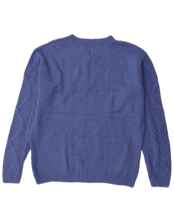 Maglione maglione girocollo da uomo Marks & Spencer piccolo cotone screziato blu