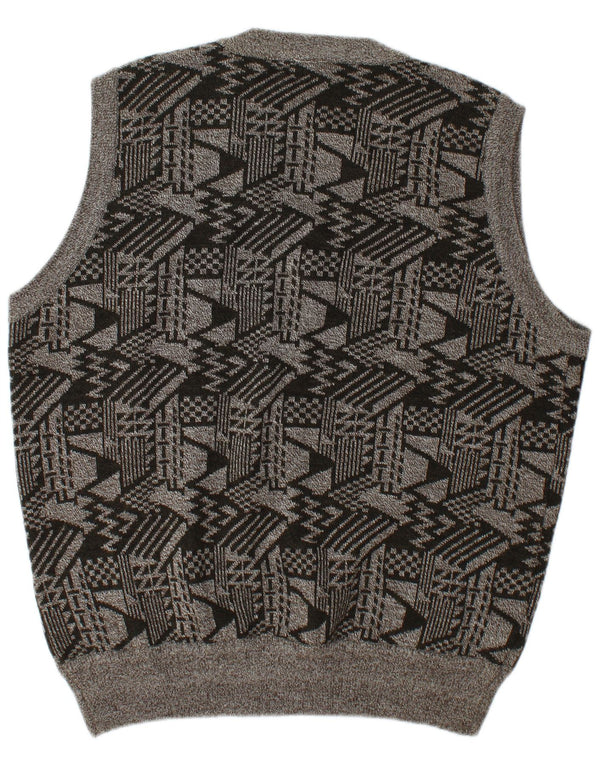 Canottiera vintage da uomo 2XL in lana geometrica grigia