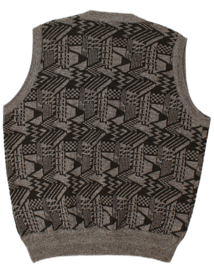 Canottiera vintage da uomo 2XL in lana geometrica grigia