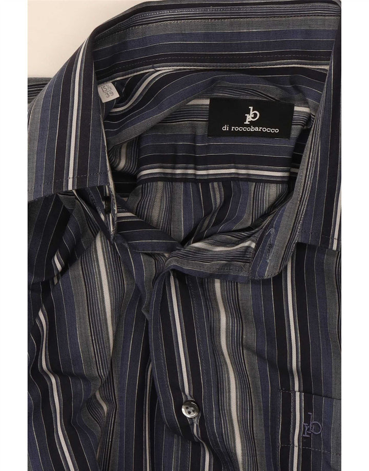 Camicia da uomo Roccobarocco taglia 39 15 1/2 media a righe blu navy