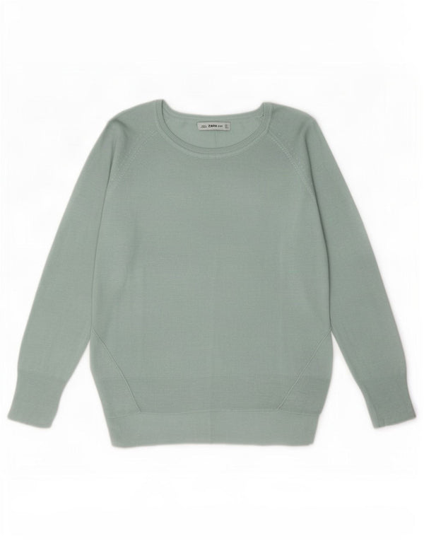 Maglione Zara da donna con scollo a barca UK 14 grande viscosa turchese