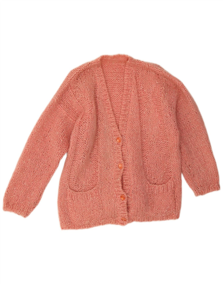 Maglione cardigan vintage da donna XL rosa