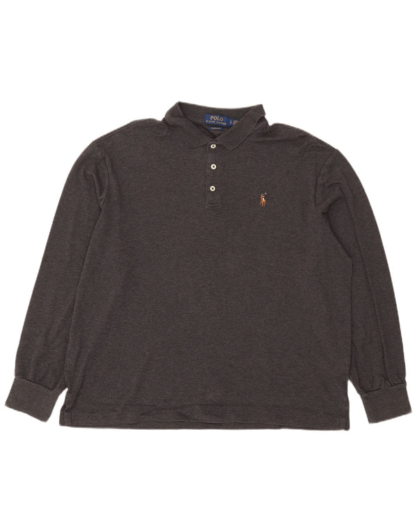 Polo Ralph Lauren da uomo a maniche lunghe dalla vestibilità classica, grande in cotone grigio