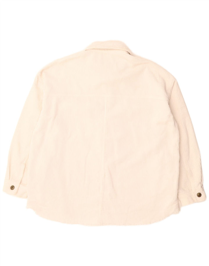 Giacca da donna oversize in velluto a coste Zara UK 10 piccola in cotone bianco