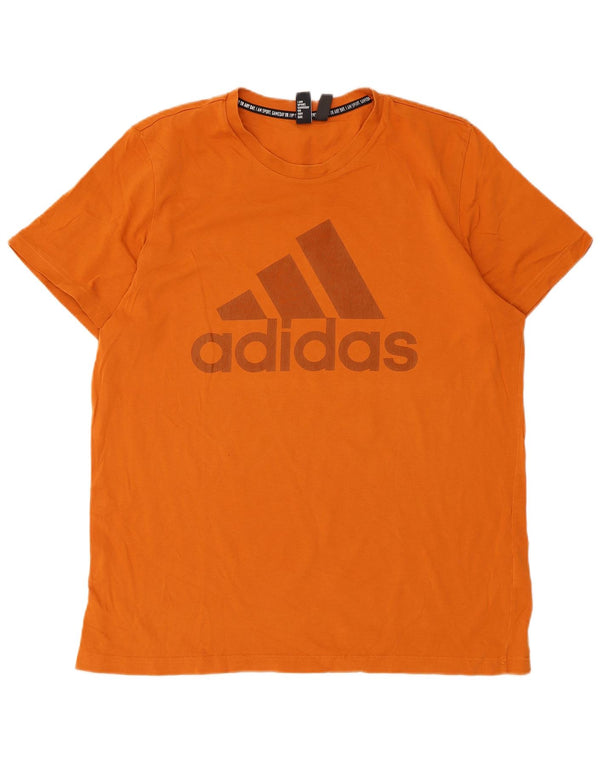 T-shirt grafica da uomo Adidas Top Large in cotone arancione