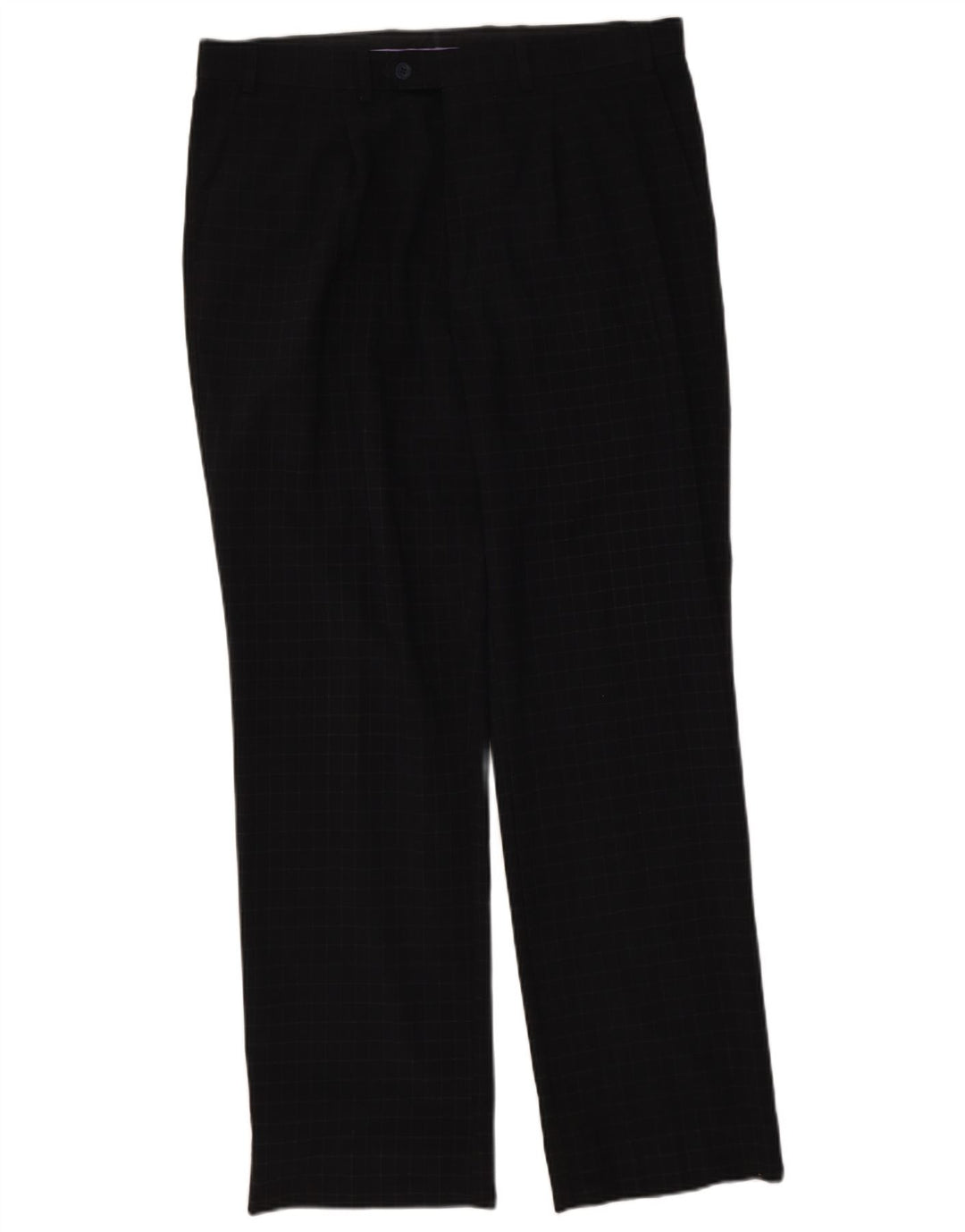 Pantaloni da abito dritti Marks & Spencer da uomo blu Harbour W36 L31 a quadri blu scuro
