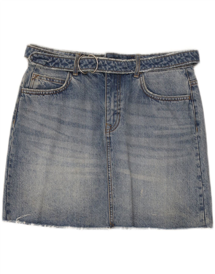 Zara Donna Z1975 Mini Gonna di Jeans Media W32 Blu Cotone