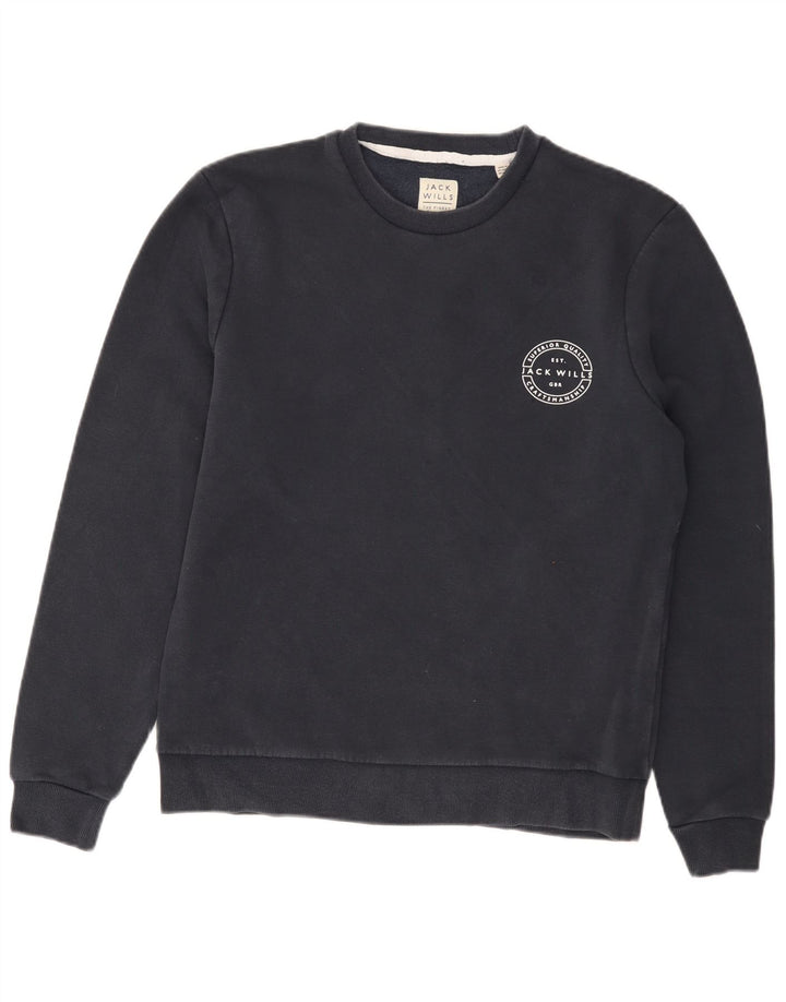 JACK WILLS Felpa da uomo Maglione medio blu navy in cotone