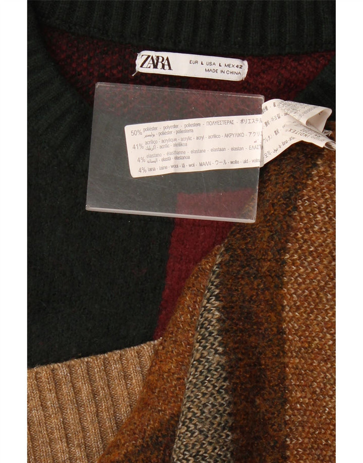 Maglione Zara da uomo con scollo a barchetta, grande, multicolore, color block