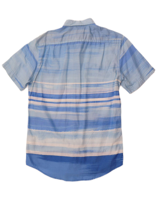 Camicia a maniche corte da uomo Izod Salt Water, in cotone a righe piccole blu