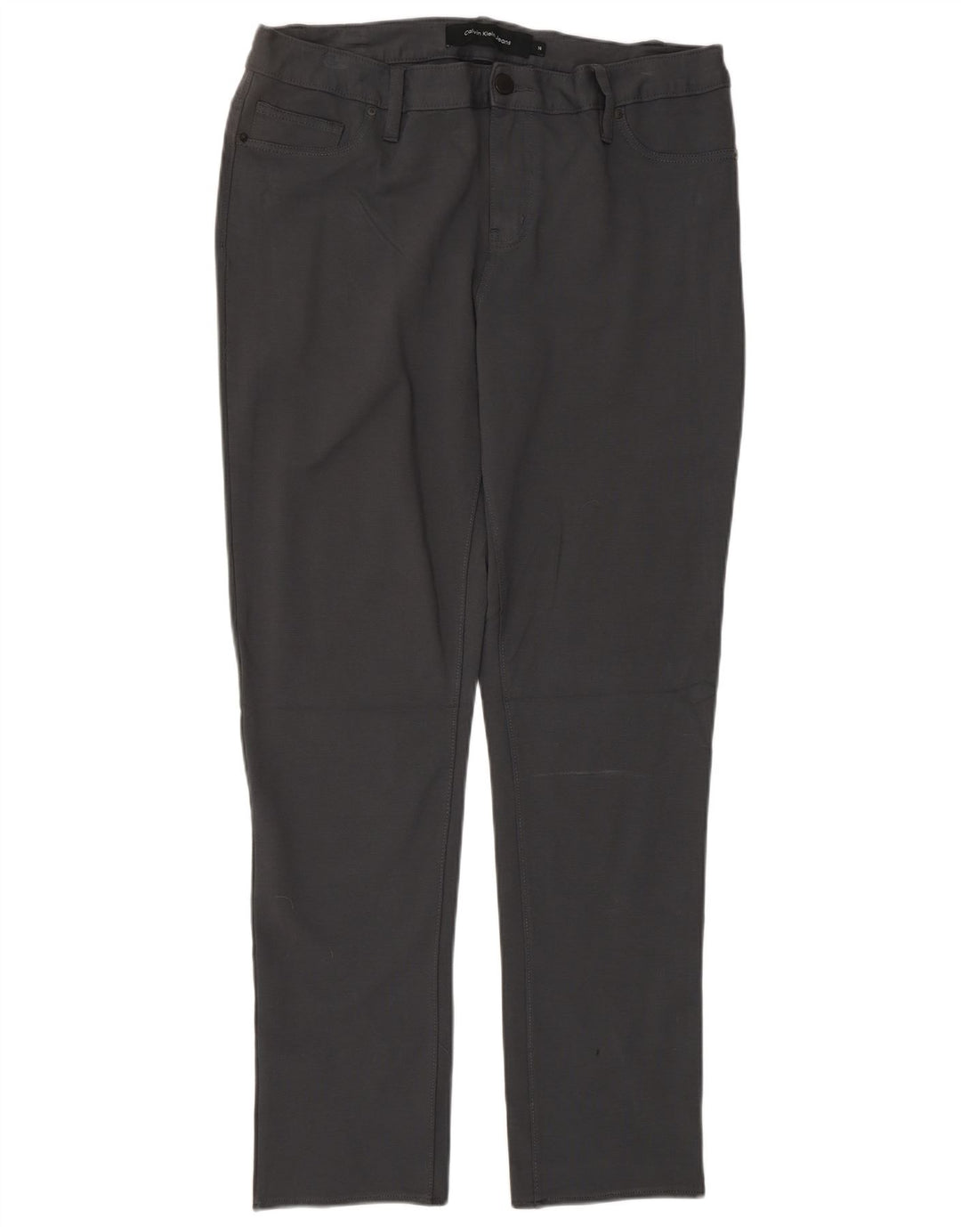 CALVIN KLEIN Pantaloni casual slim da donna US 14 XL W34 L32 Viscosa grigia
