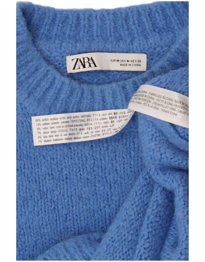Maglione girocollo oversize da donna Zara UK 14 Acrilico blu medio