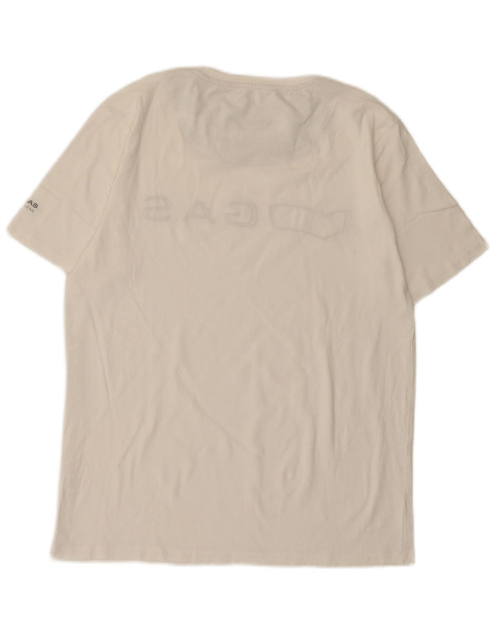 T-shirt grafica da uomo Gas Top grande in cotone bianco