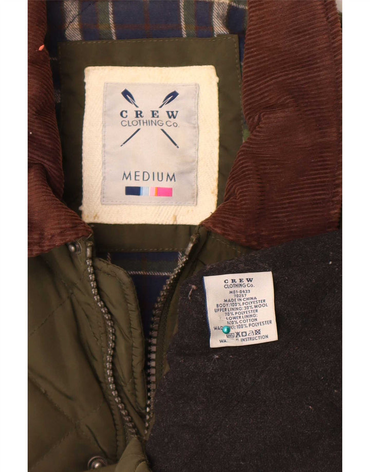 Crew Clothing Giacca trapuntata da uomo UK 38 Poliestere verde medio