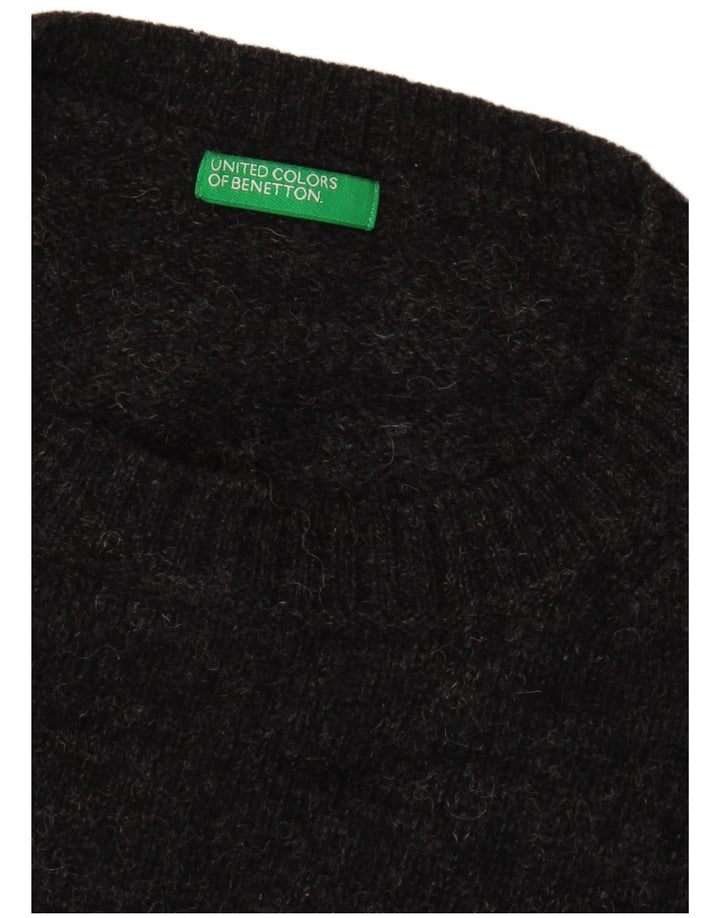 Maglione maglione girocollo da uomo Benetton XL grigio chiazzato